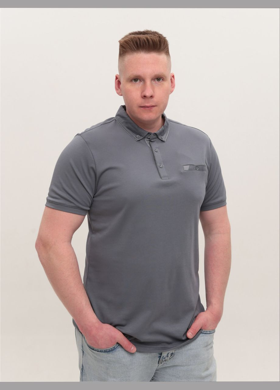 Темно-серая футболка-поло мужское серое однотонное короткий рукав для мужчин MarcoStar однотонная