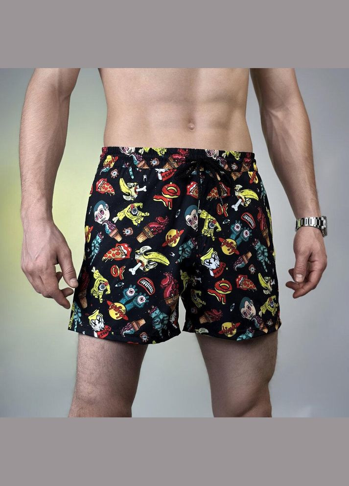 Чоловічі літні пляжні шорти чорні з принтом Freedom (346474971)