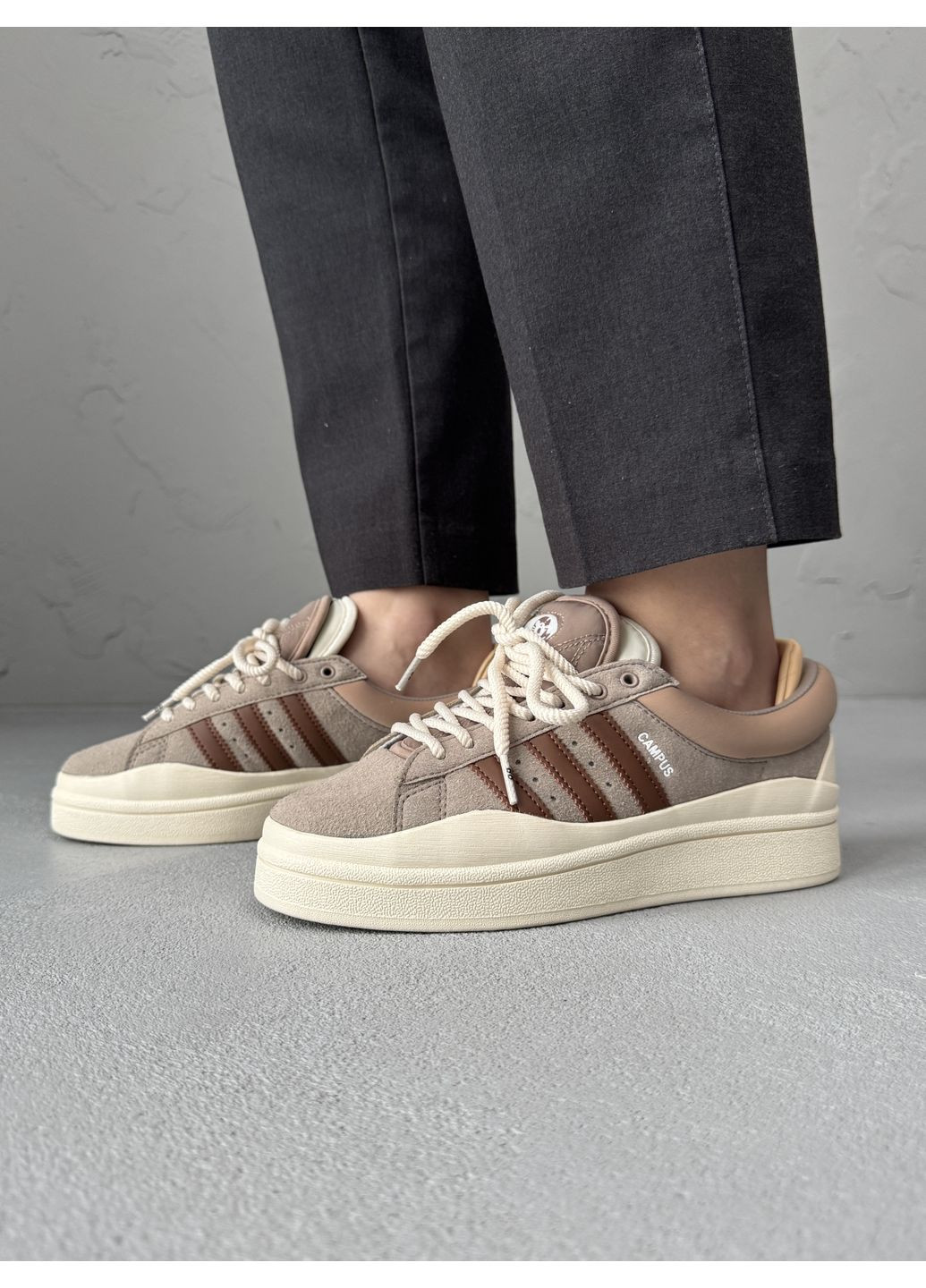 КРОСІВКИ ЖІНОЧІ ADIDAS CAMPUS X BAD BUNNY BEIGE / BROWN АДІДАС КАМПУС No Brand бежеві демісезони (368884689)