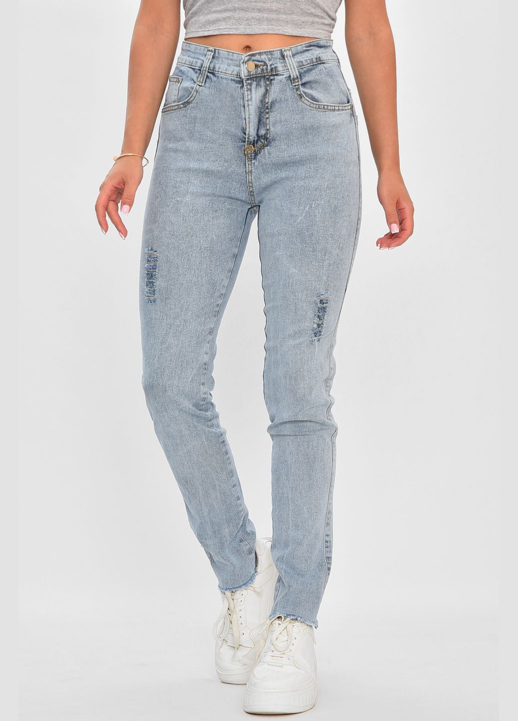 Джинси жіночі блакитного кольору Let's Shop - (346052440)