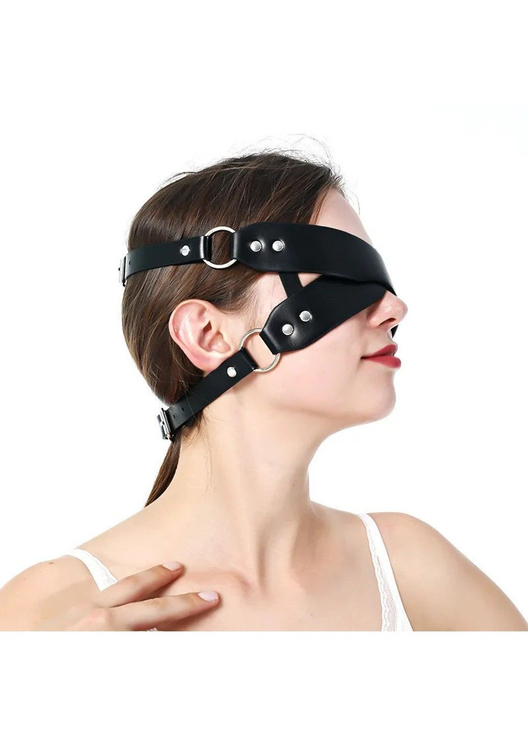 БДСМ-маска із заклепками зі штучної шкіри чорного кольору We Love (363188337)