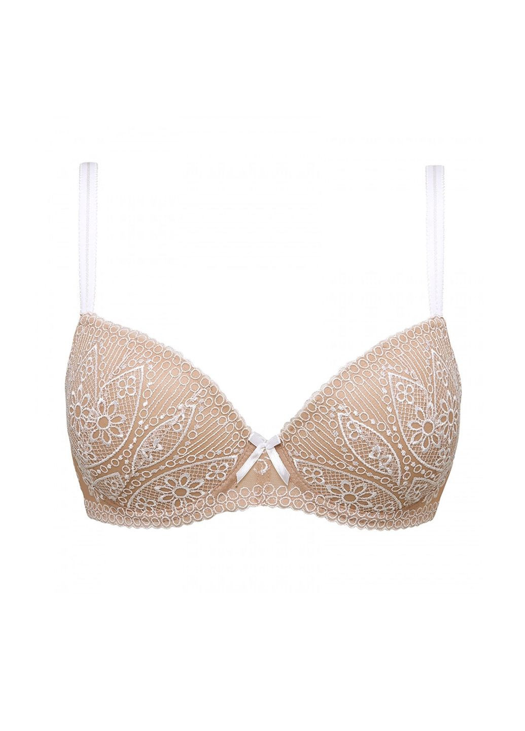 Бежевий брасьер бюстгальтер пуш-ап з вишивкою Ewa Bien з кісточками