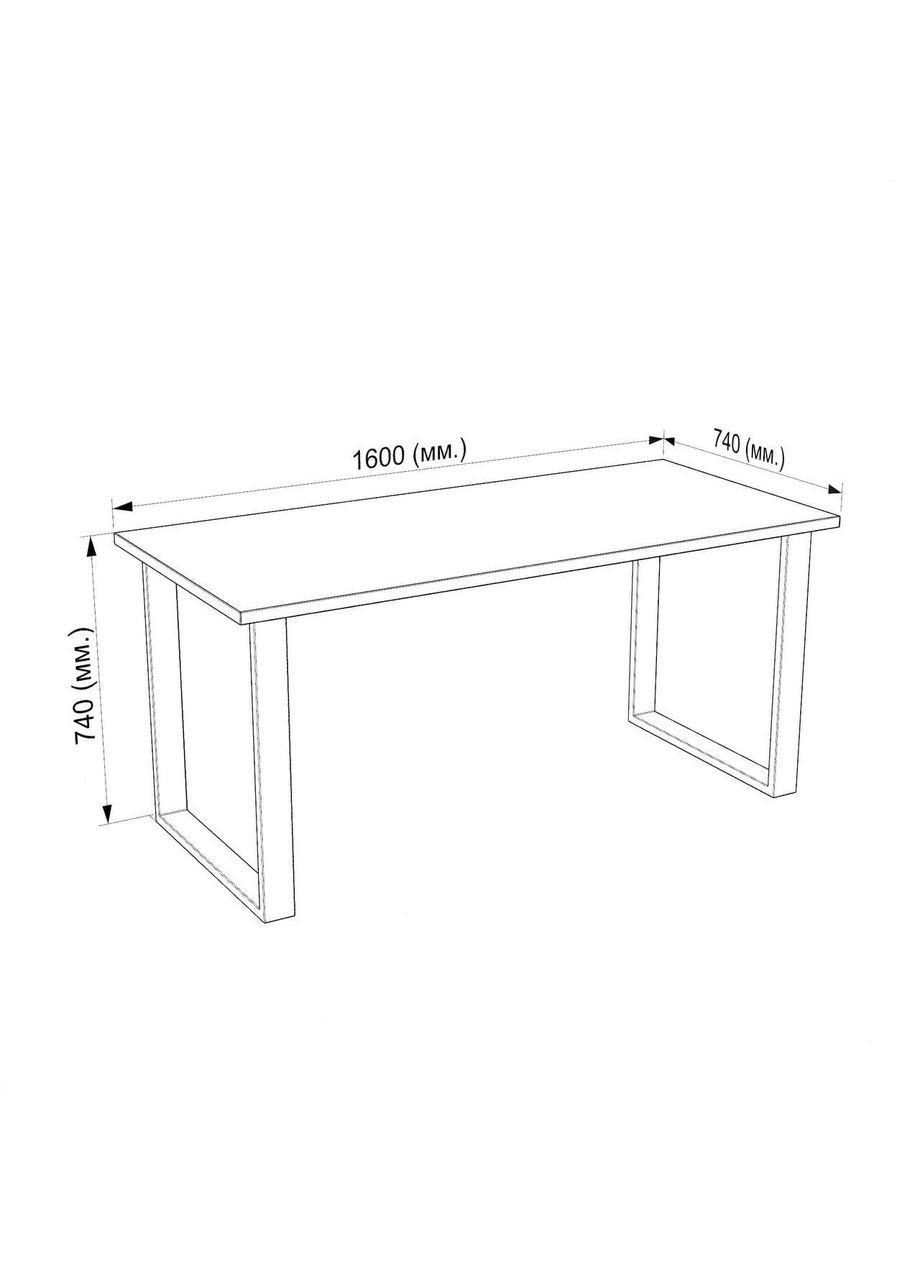 Стіл лофт 1600*740мм, обідній стіл, кухонний, письмовий, комп'ютернийI-146 No Brand (371910843)