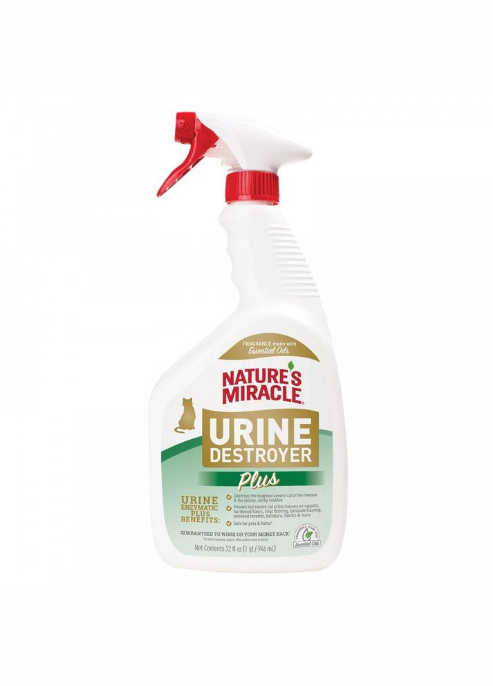 Спрей для удаления пятен и запахов от мочи кошек Miracle Urine Destroyer, 946 мл Nature's (293408363)