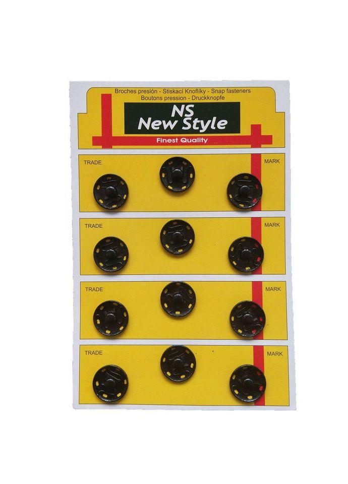 D=19мм, пришивные застежки-кнопки для одежды 12шт металл цвет черный Plus-plus (352743790)