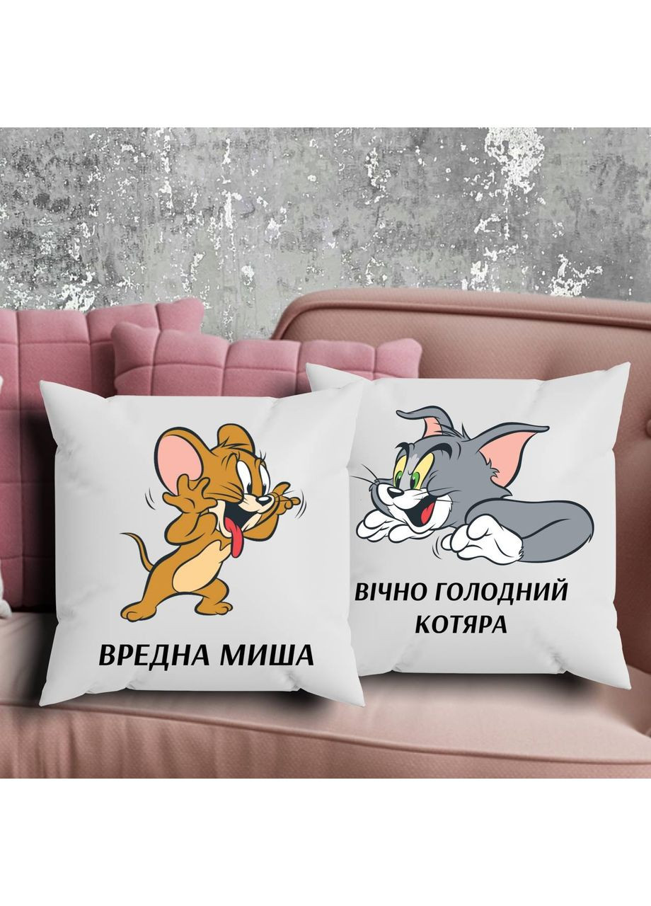 Парные подушки с принтом - Вредная мышь\Вечно голодный котяра! Hand Made (366028220)