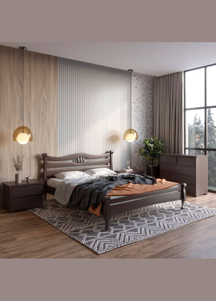 Двуспальная деревянная кровать Даллас Венге 140х200 см (MBG-5930) Mebigrand (366028023)