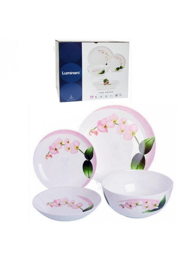 Сервіз столовий Diwali Pink Orchid 19 предметів Q0055 Luminarc (273221451)