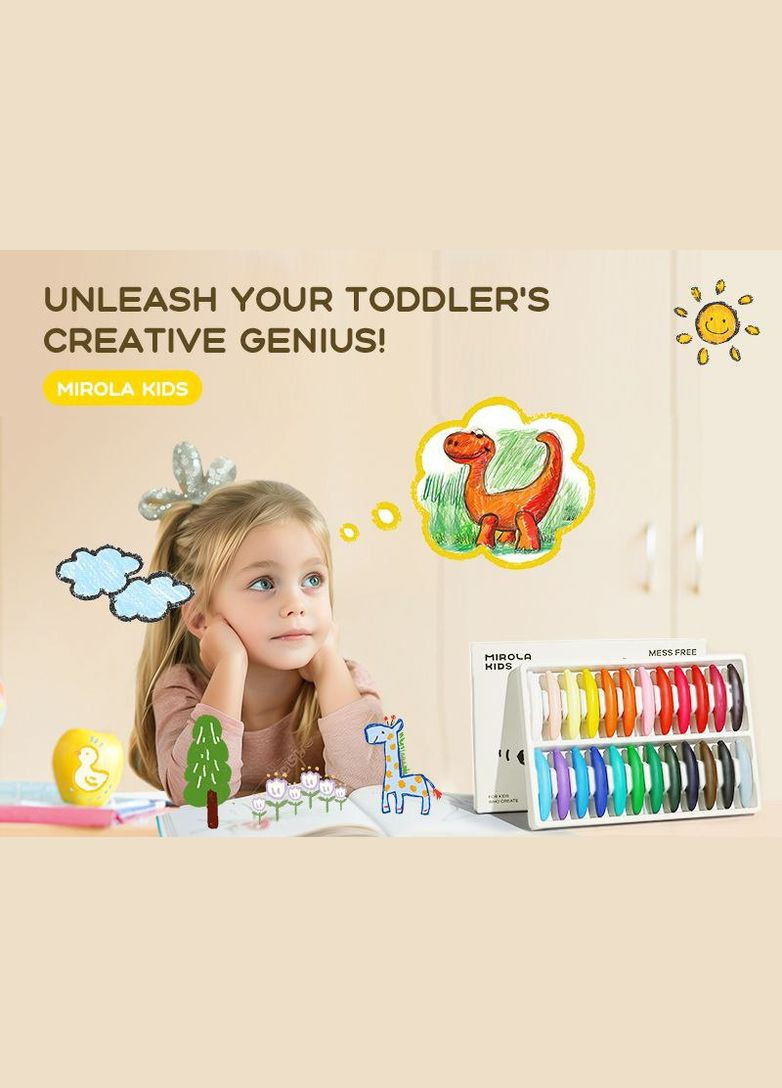 Натуральні воскові безпечні олівці крайони, що миються Бананчики 12 кольорів ( JA96659 ) для малят від 1 року Mirola (338435294)