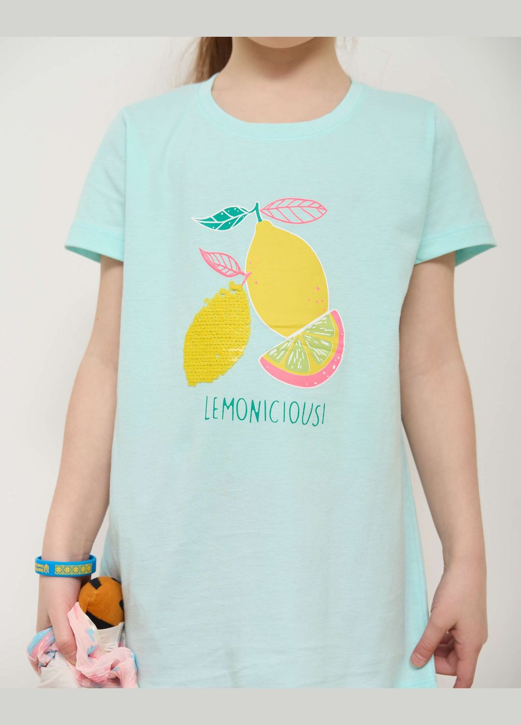 М'ятна комплект для дівчинки з шортами лимони Ozkan