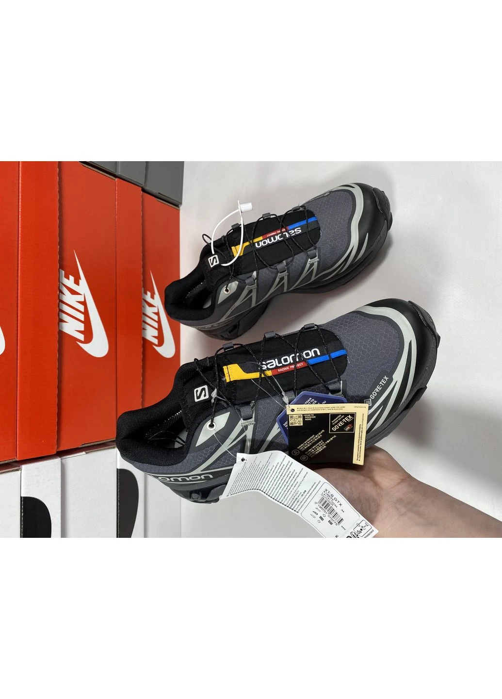 Чорні кросівки чоловічі salomon xt-6 expanse grey black gore-tex саломон хт 6 чорні демісезон No Brand