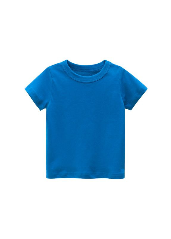 Синяя демисезонная футболка детская однотонная 27kids basic (синий 100см) (11714) Qoopixie