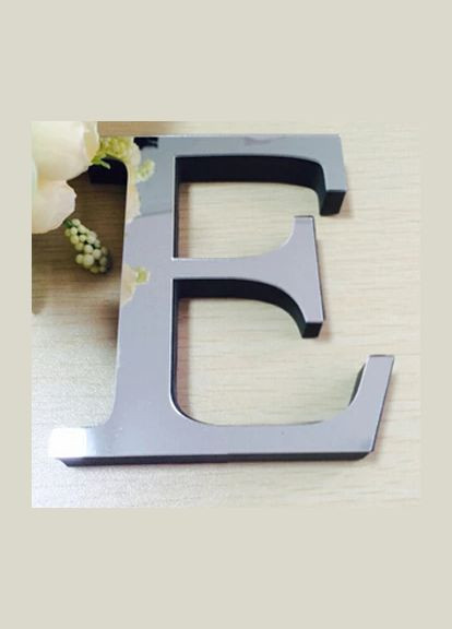 Зеркальная пластиковая наклейка Буква E 3D серебро (высота 10 см) No Brand (303630185)