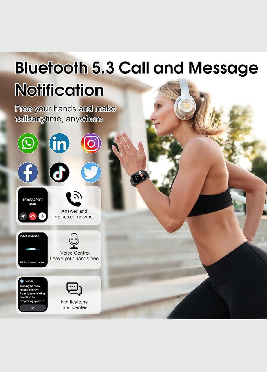 УЦІНКА! Cмарт годинник DUSONLAP, 1,85-дюймовий Smartwatch з набором/відповіддю дзвінків, пульсометром/SPo2/монітором сну, IP68 Smart Watch (323135501)