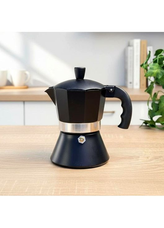 Гейзерна кавоварка алюмінієва 150 мл чорна GT-10043 Gusto (370673899)