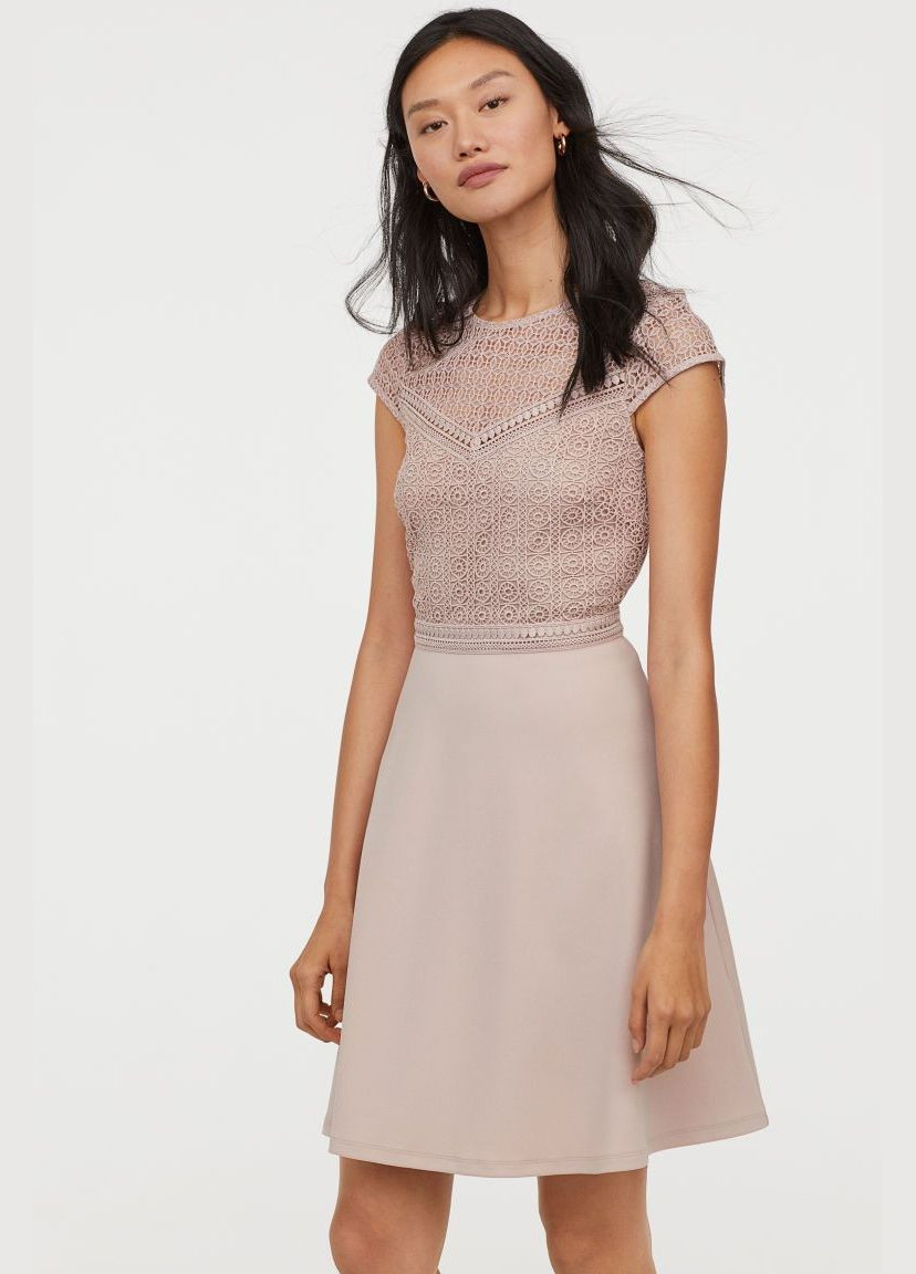 Пудрова святковий, коктейльна, повсякденний, вечірня, кежуал сукня з спідницею-сонце H&M однотонна