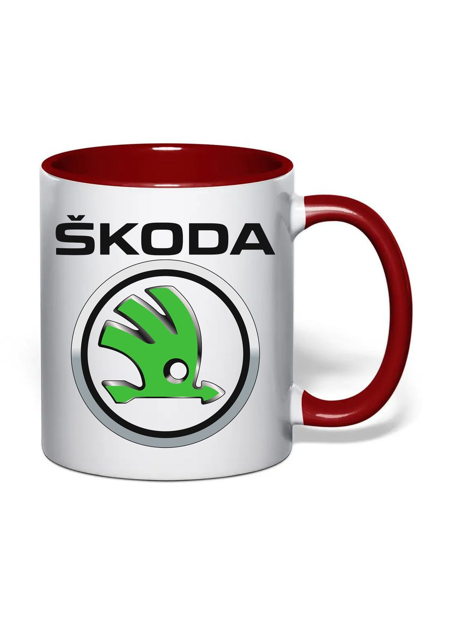 Чашка з друком "SKODA" 330 мл (колір бордовий) (35018) No Brand (371774963)