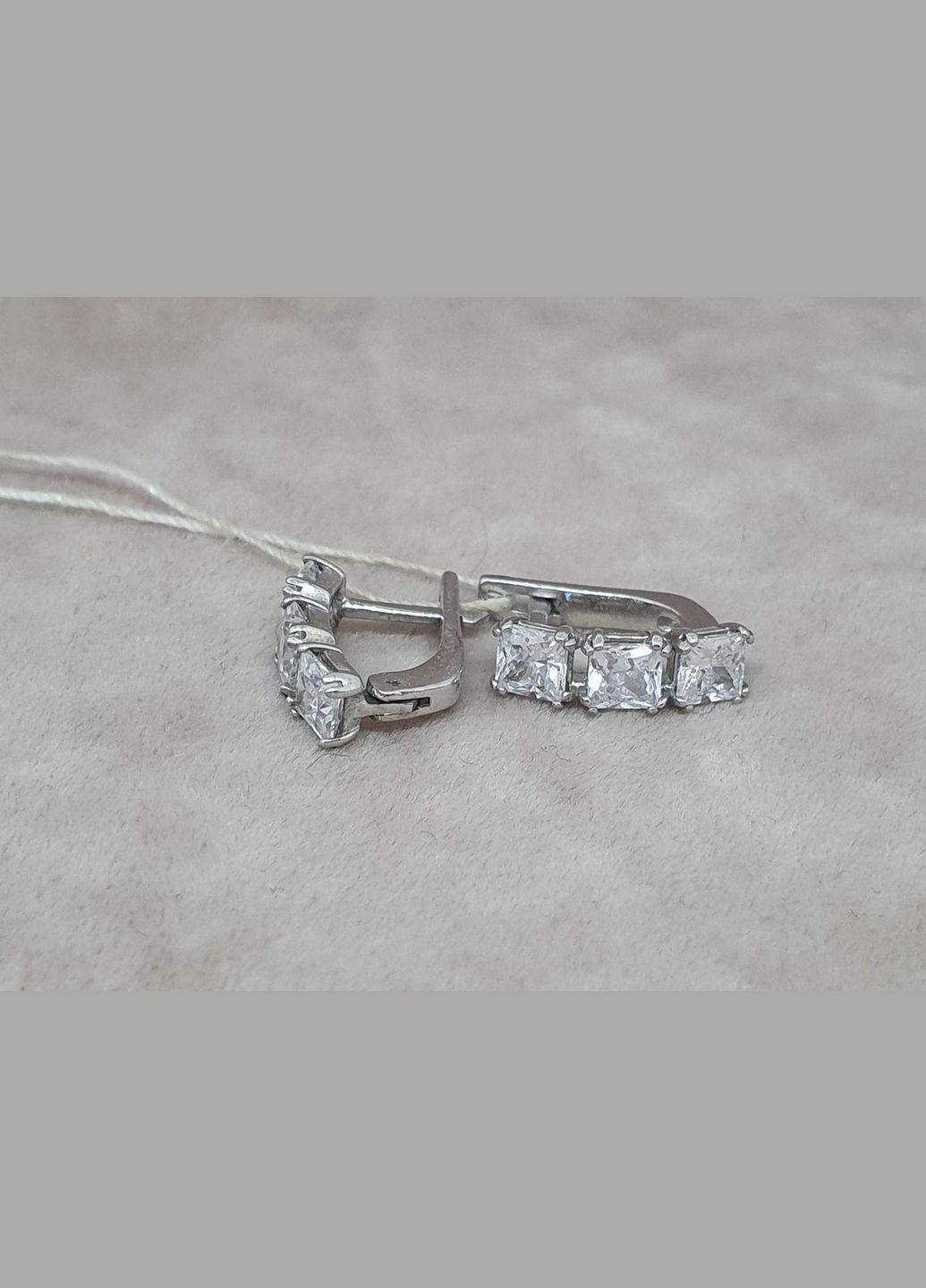 Срібні сережки ТРІО з фіанітами. 2973/9Р-CZ AGNI (323641014)