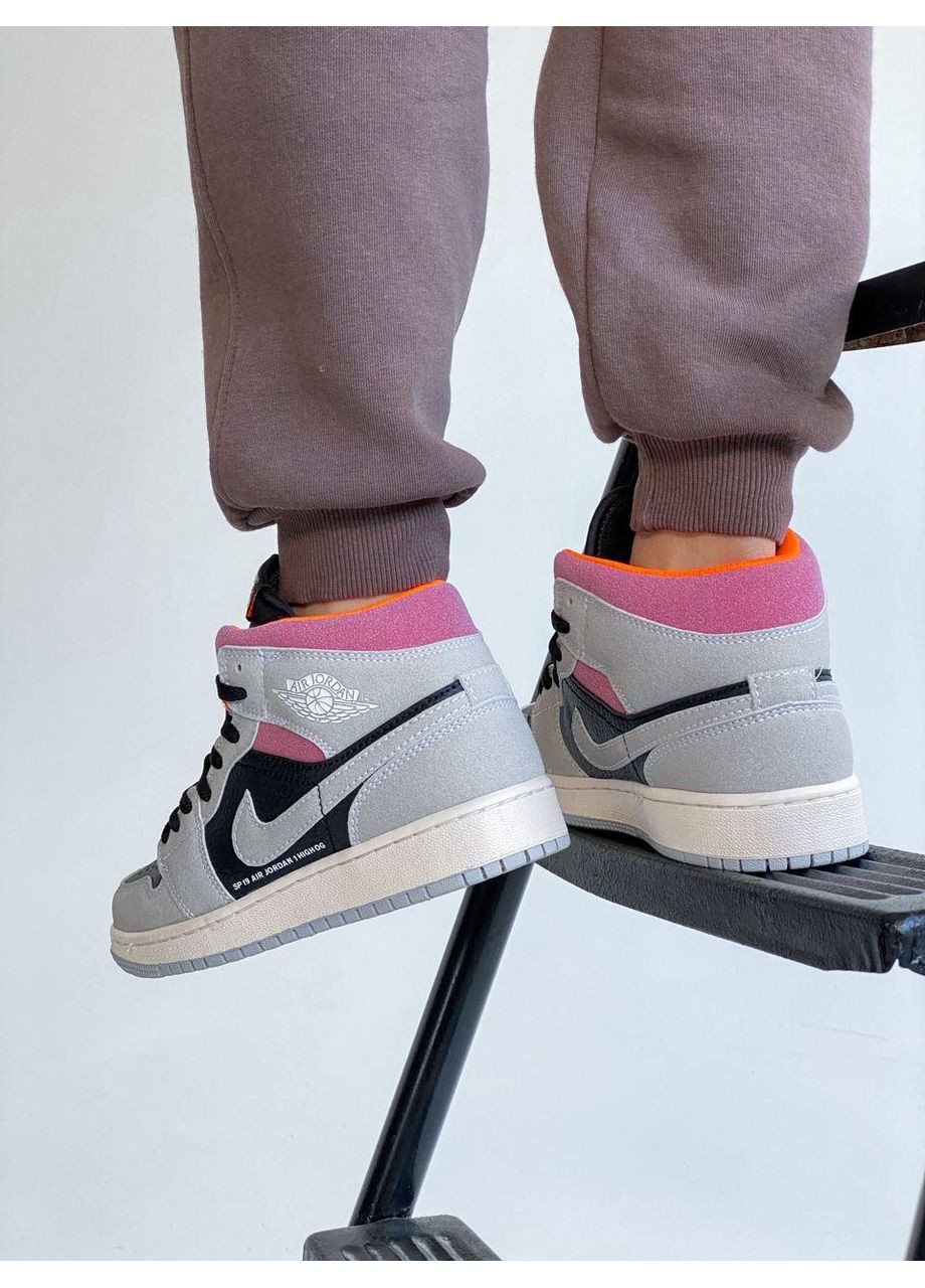 КРОСІВКИ ЖІНОЧІ NIKE AIR JORDAN 1 RETRO GREY CRIMSON НАЙК АІР ДЖОРДАН No Brand сірі демісезони (369389850)