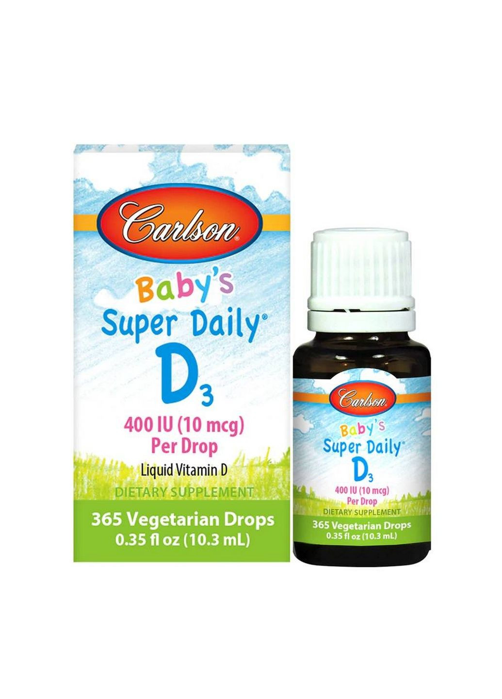 Вітаміни та мінерали Baby's Super Daily D3 400 IU, 10.3 мл Carlson Labs (293419892)