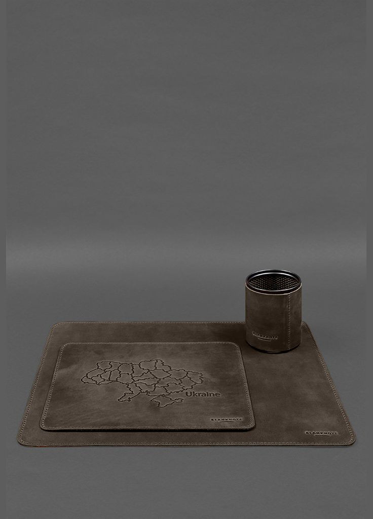 Настільний набір із натуральної шкіри 5.0 з мапою України Темно-коричневий Crazy Horse (A-028354) BlankNote (330144508)
