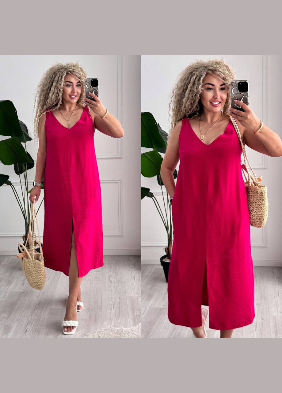 Малинова повсякденний, кежуал жіноча сукня Style Point однотонна