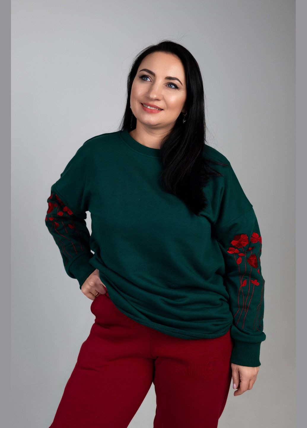 Смарагдовий світшот з вишивкою BeART вишивка (314745163)