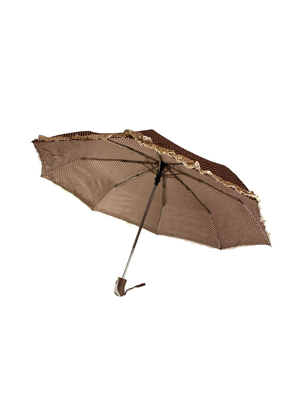 Зонтик складной автомат 8 спиц коричневый в горох 045 No Brand (272150233)
