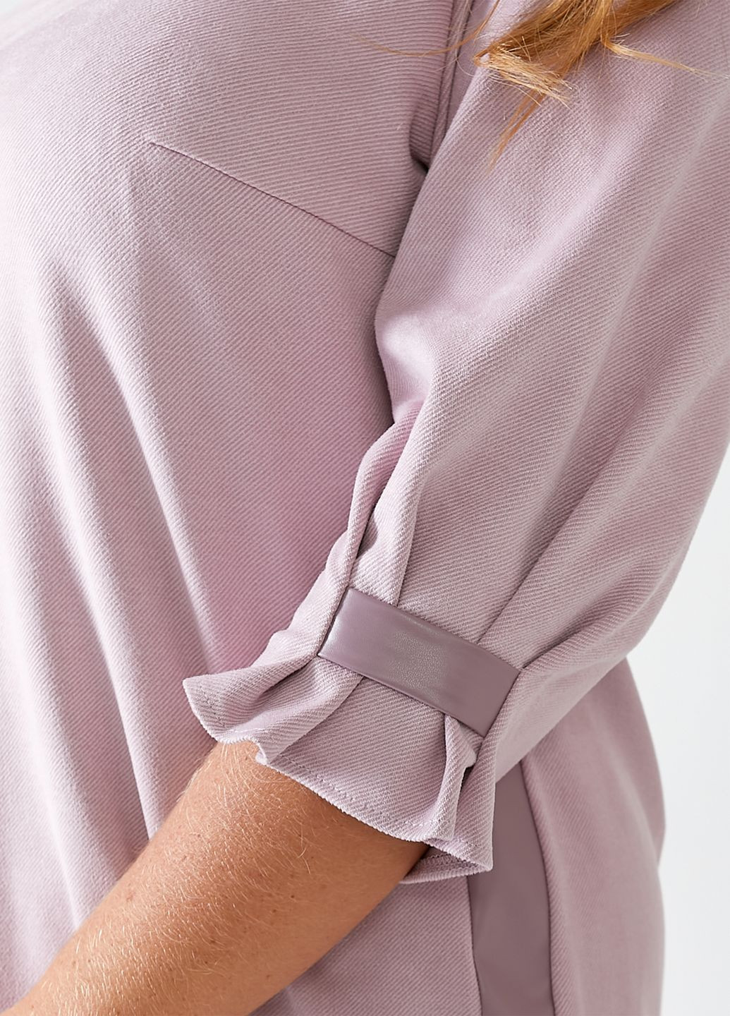 Розово-лиловое праздничный, деловое, вечернее платье замшевое миди прямого фасона с рукавами 7/8 колокол No Brand в полоску