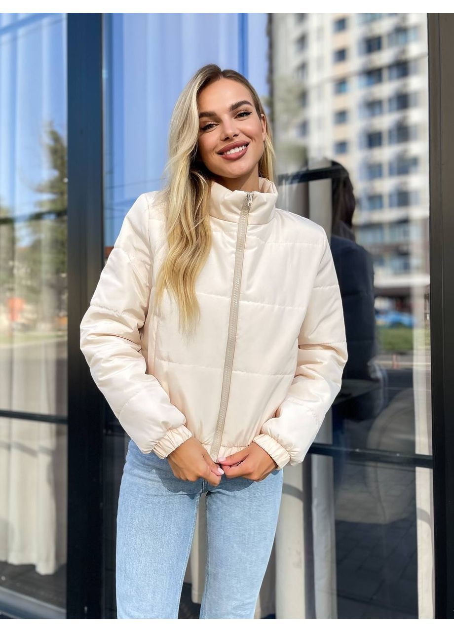 Светло-бежевая демисезонная куртка плащевка + синтепон 150 No Brand