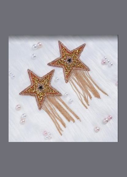 Комбінований постіс-зірки з бахромою nipple sticker rt236112 gold, стикери JSY