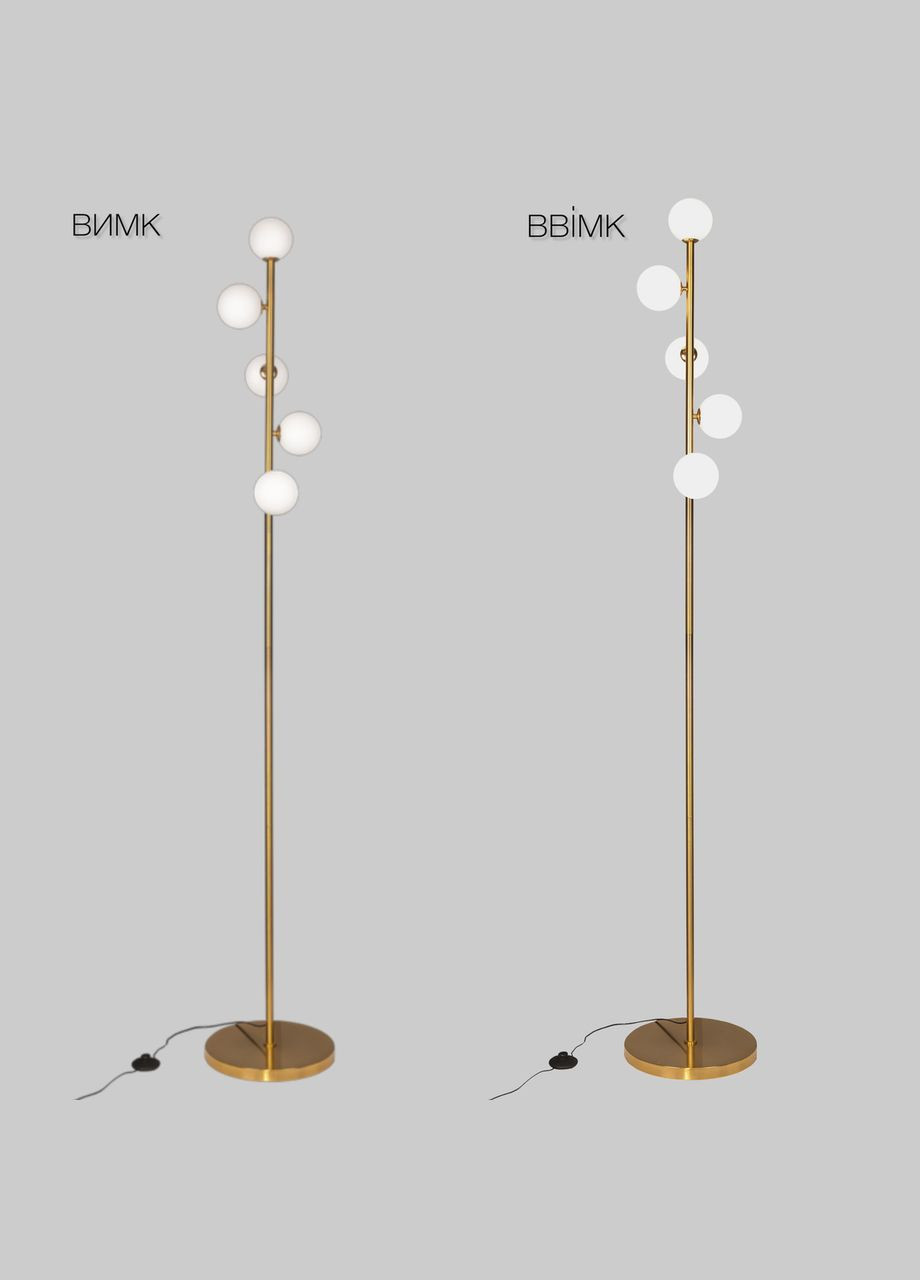 Торшер з білими плафонами по колу на 5 лампи (52-9834-5 BRONZE) No Brand (370069599)