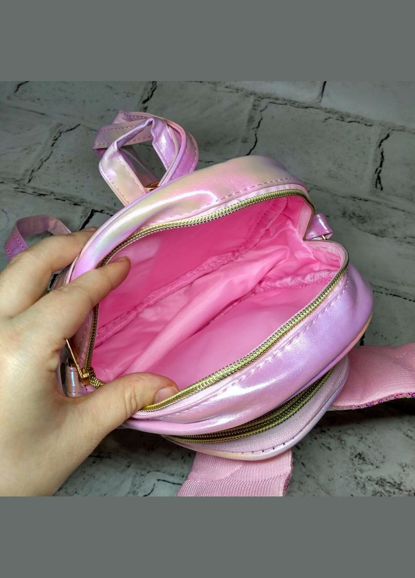 Рюкзак сумка детский для девочки дошкольный Сердце с пайетками Перламутр 19х16х10 см Розовый No Brand (327368187)