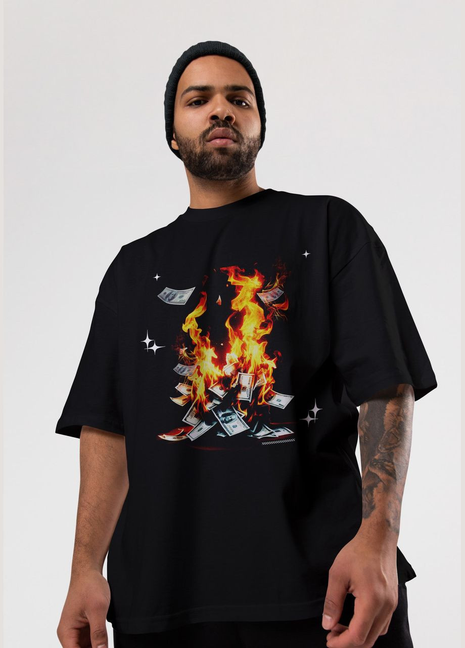 Черная мужская футболка оверсайз urban черная высокая плотность с длинным рукавом Mishe