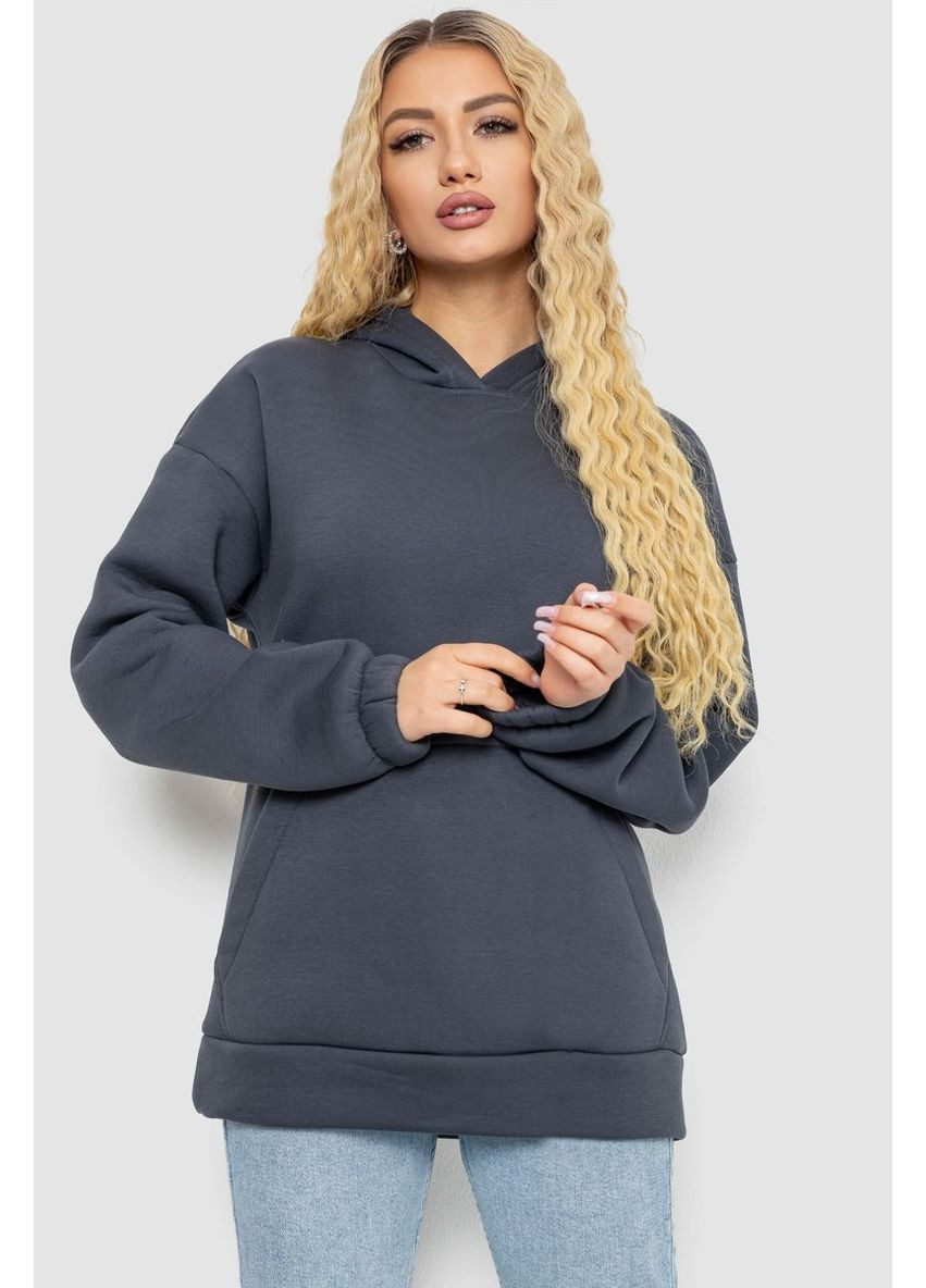 Худі жіноча тринитка на флісі, колір сірий, 102R364 Ager (316258800)