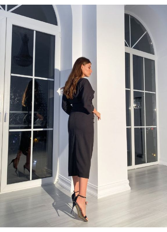 Женский костюм MON CHERY (топ с рукавами и юбка меди с разрезом) (mil475) milirud (365860037)