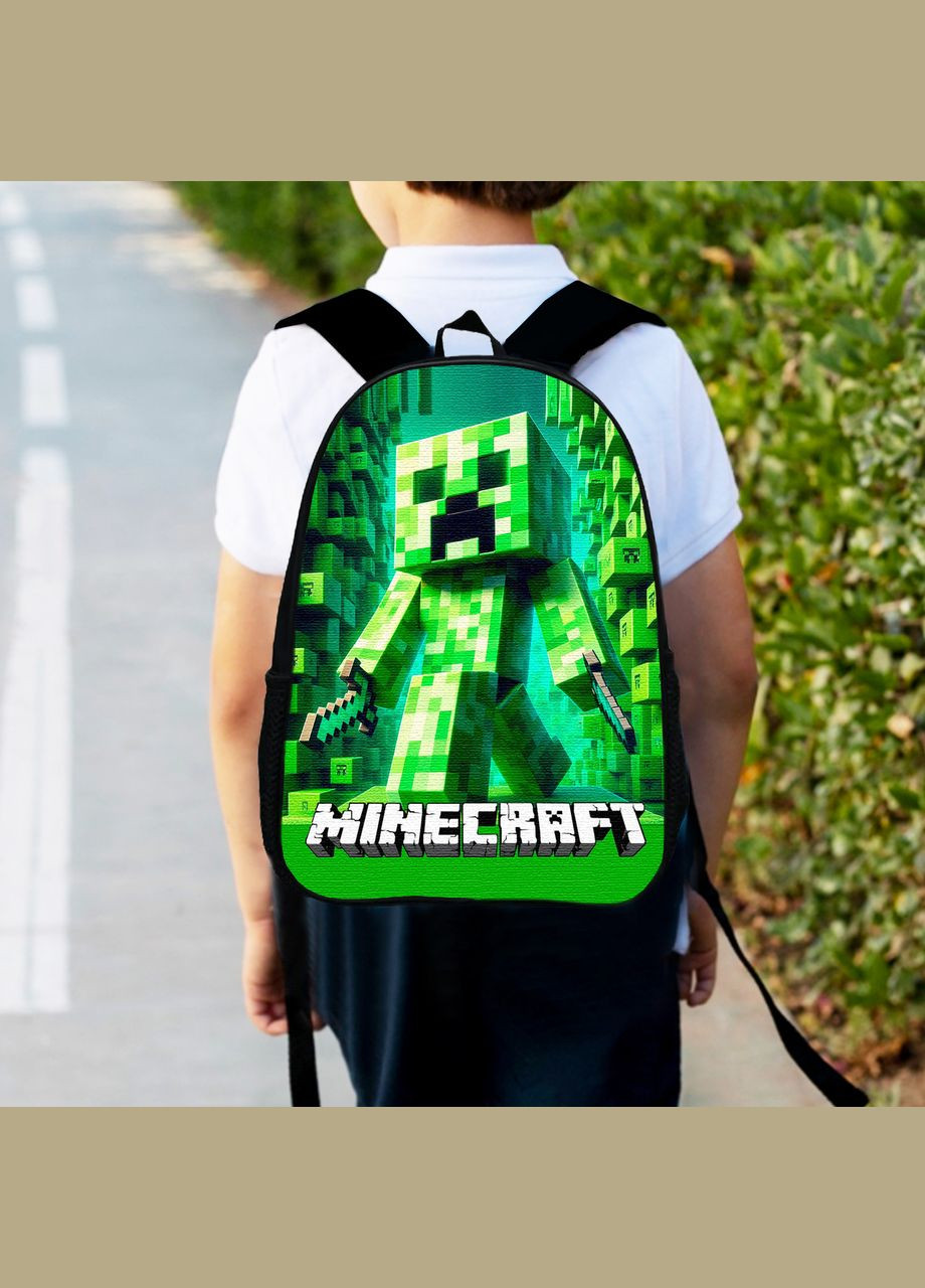 Рюкзак детский майнкрафт Крипер "Minecraft" 34х27см, городской ранец для мальчика No Brand (306438348)
