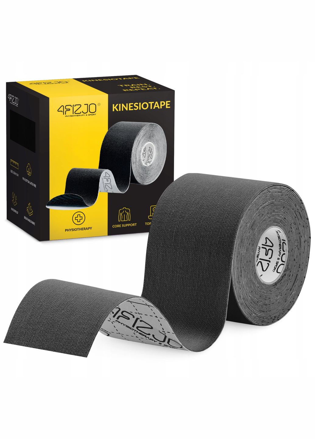 Лента кинезиологическая (кинезио тейп) 5 см x 5 м Black () 4FIZJO P-5907739315977 (340459175)