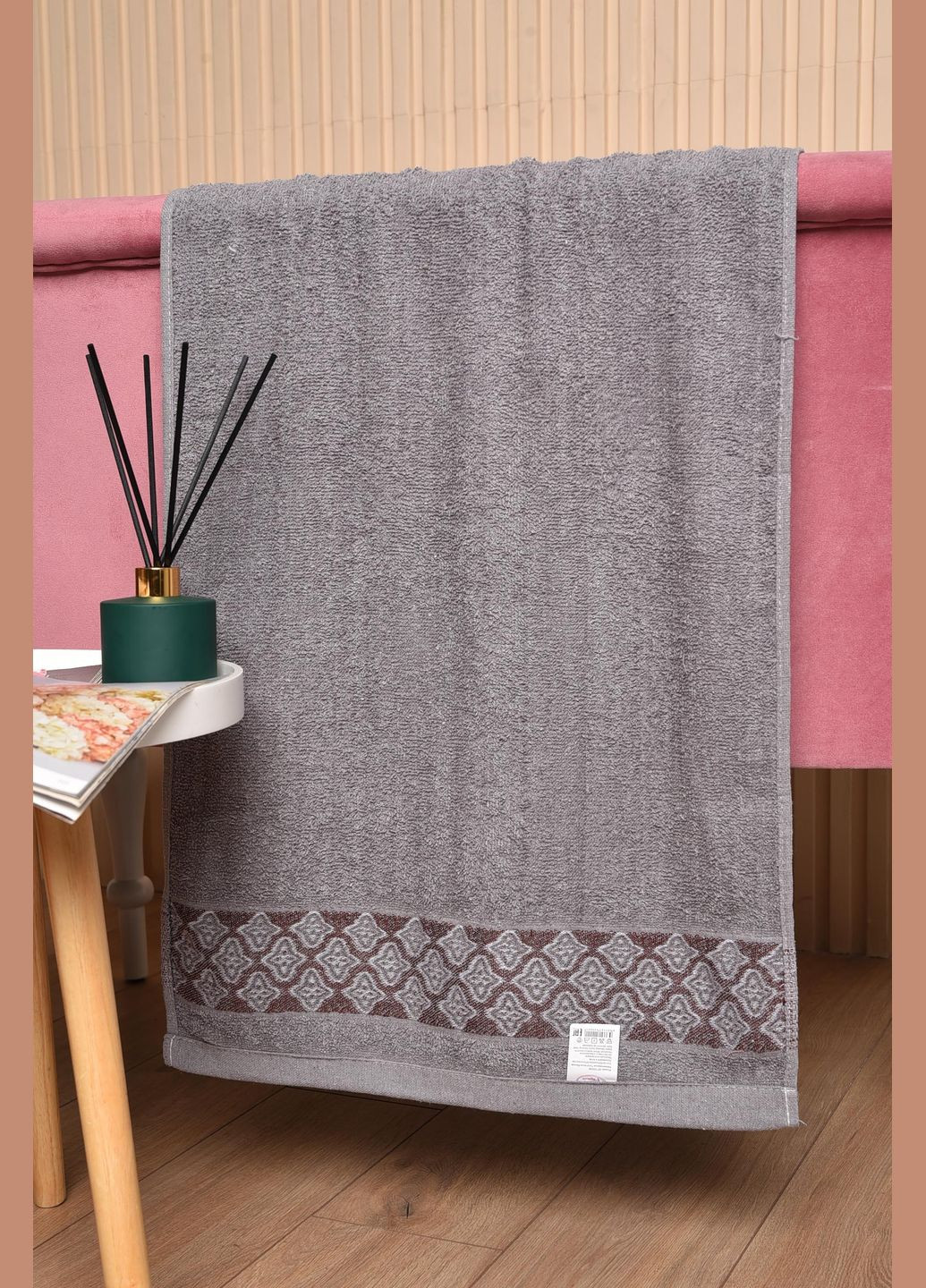 Рушник для обличчя махровий сірого кольору Let's Shop однотонний сірий