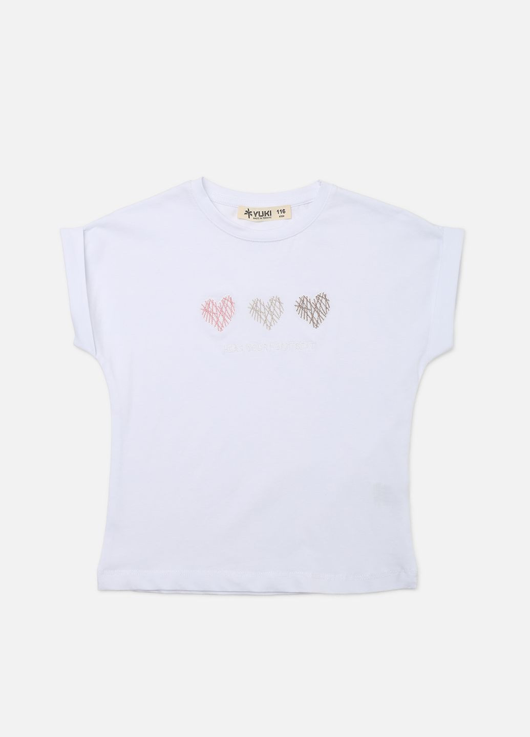 Біла літня футболка з коротким рукавом для дівчинки колір білий цб-00273322 Yuki