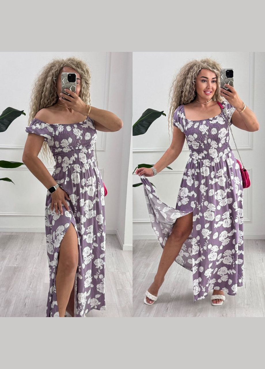 Фіолетова повсякденний, кежуал жіноча сукня Style Point з квітковим принтом