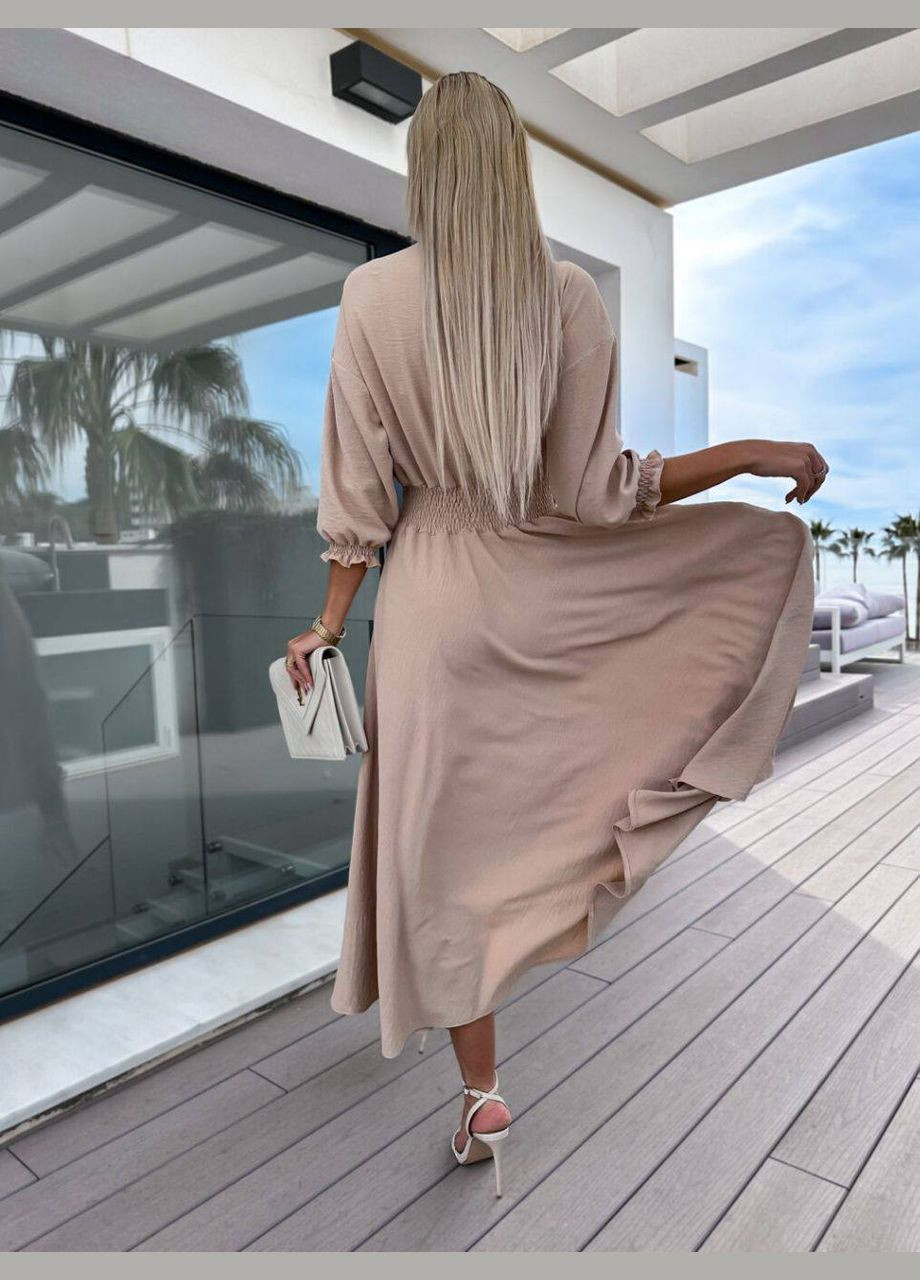 Бежева святковий, ділова, повсякденний, кежуал, вечірня сукня жіноча No Brand однотонна