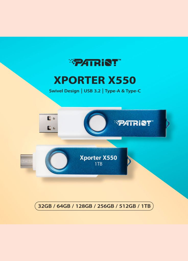 USB флэш-накопитель 32GB Xporter X550 USB 3.2/TypeC (PS32GX550AAD) Patriot (315786406)