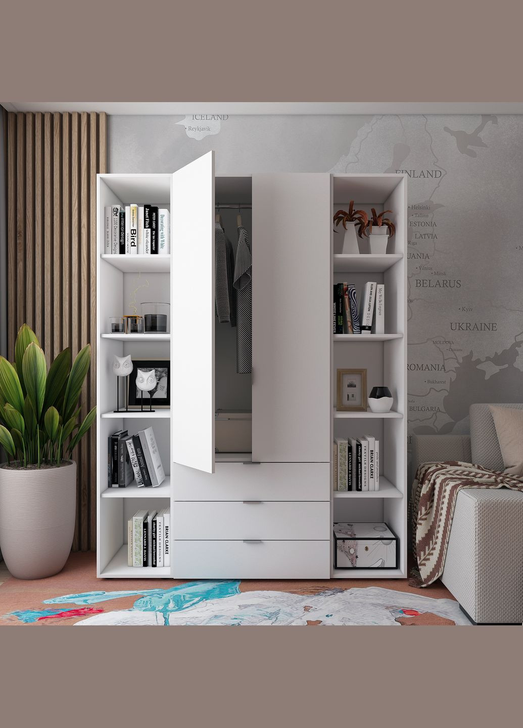 Комплект шаф для одягу Гелар (3 шт.) 153,9х49,5х203,4 см Білий (DRS-011173) Doros (346535101)