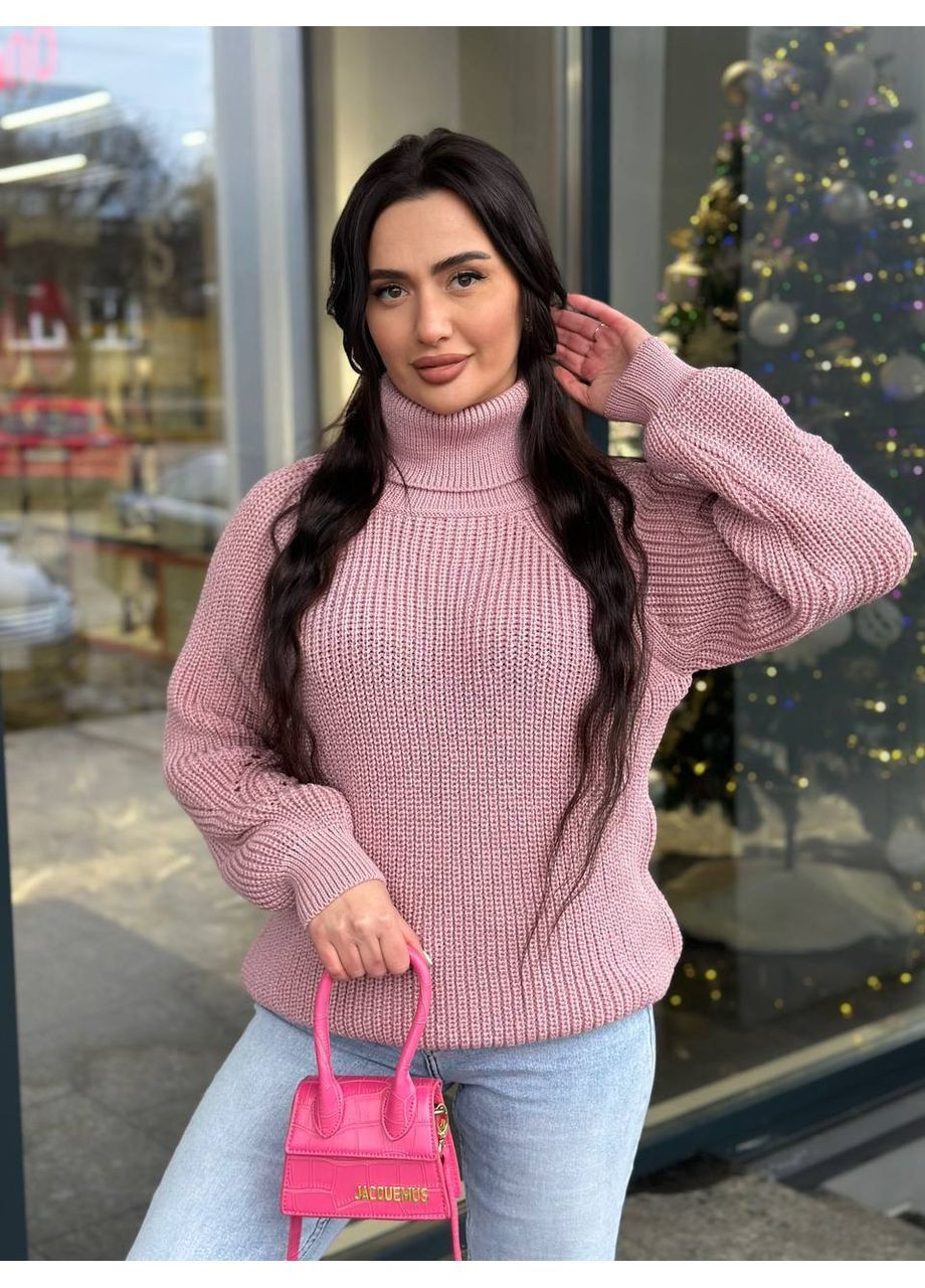 Пудровый демисезонный женский свитер с горловиной джемпер No Brand