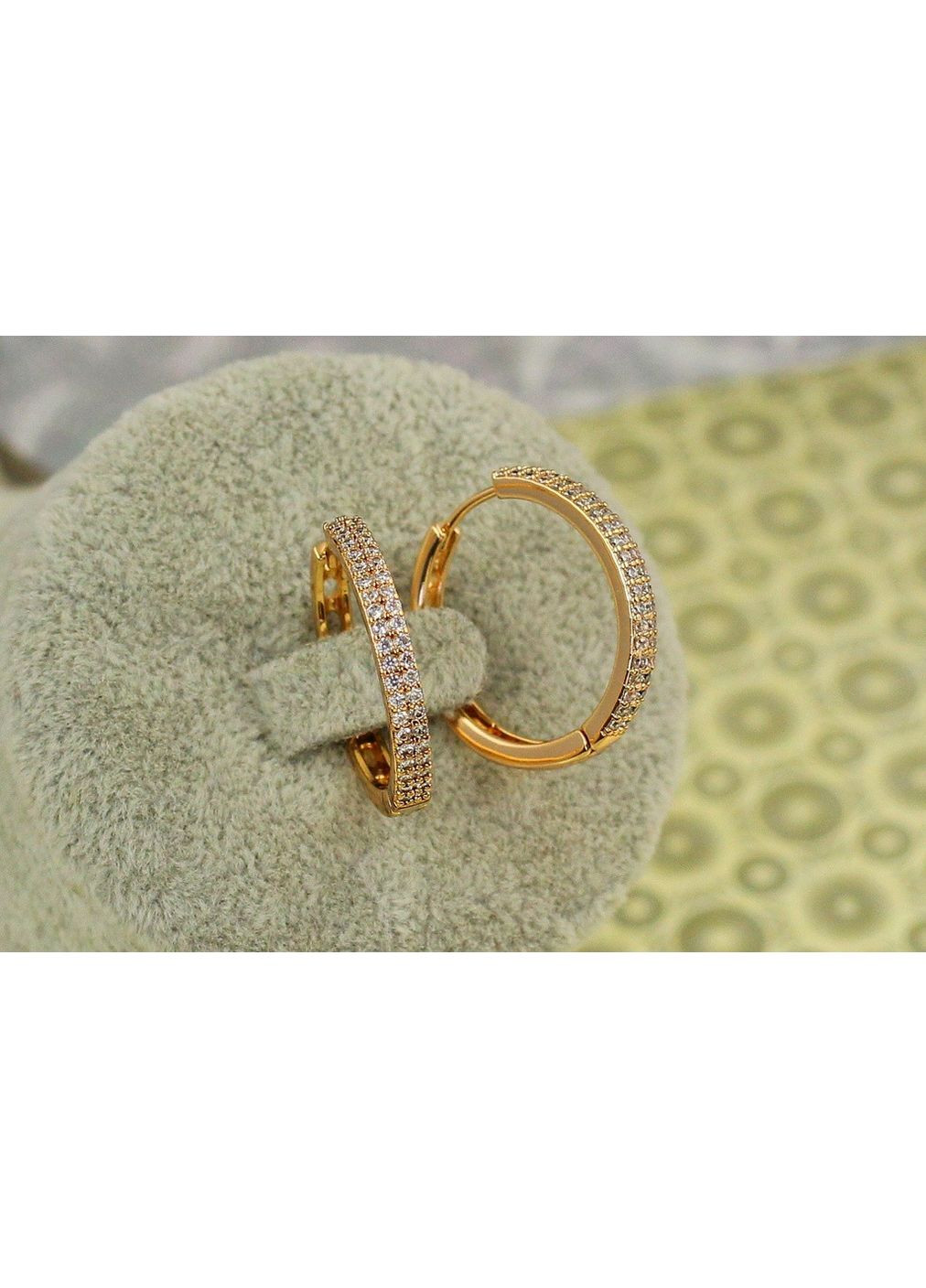 Сережки кільця Хuping Jewelry дві доріжки з дрібними каменями 2 см золотисті Xuping Jewelry (350933694)