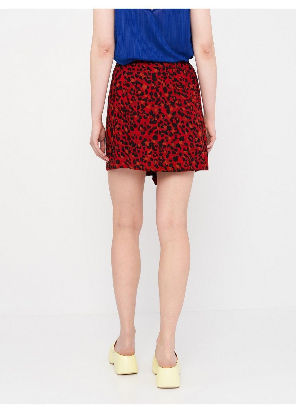 Красная с анималистичным узором юбка Dex