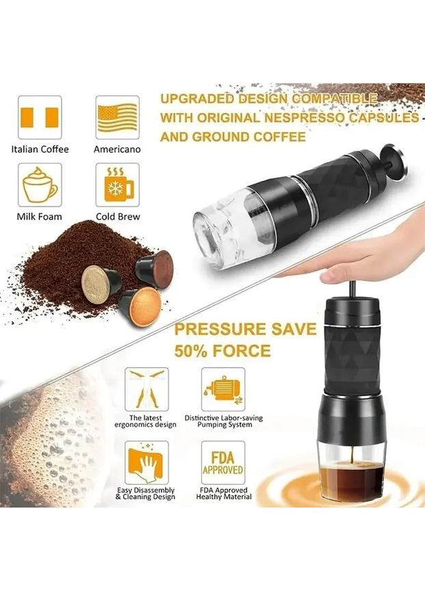 Портативна кавоварка Espresso Machine HS-8439 для капсул і меленої кави ( ) BioloMix (315817003)