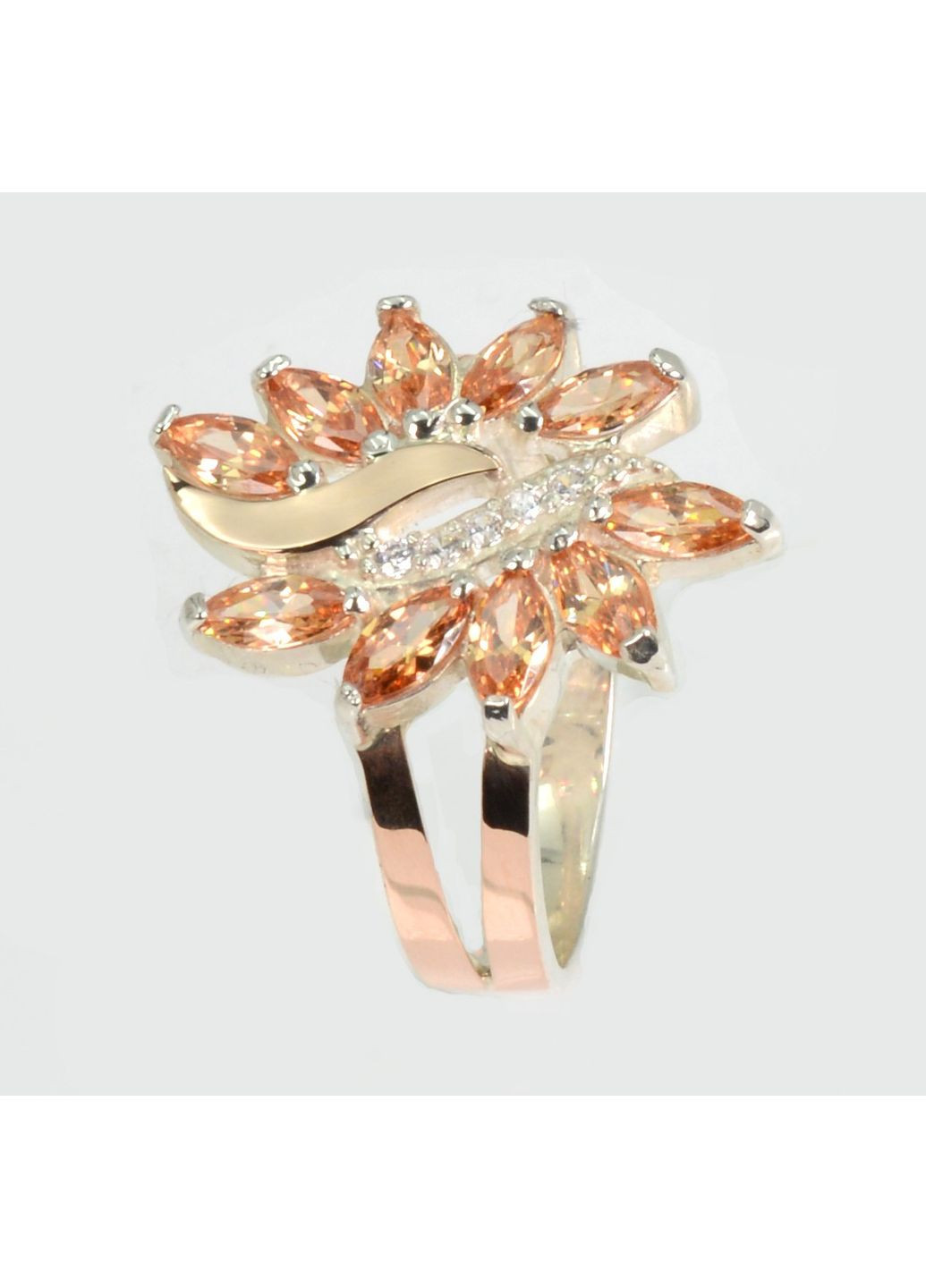 Срібна каблучка з золотими вставками Silver Style (367113072)