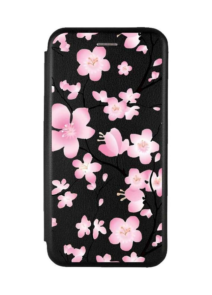 Чохол-книжка чорний з малюнком на Xiaomi Redmi Note 12 Квітуча сакура (принт 282) Creative (360700187)